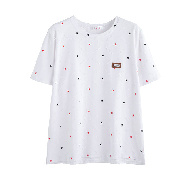[Clearance of Discontinued Sizes] Short-Sleeve T-Shirt for Women, New Summer Fashion, Versatile Loose Fit, Plus Size, Embroidered Design, Stylish
