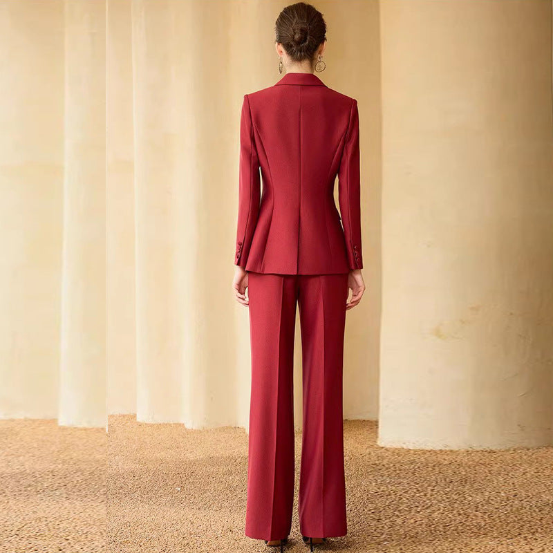 Spring and Autumn New Style Temperament Female President Professional Suit suit Double-breasted High-level Sense Broadcasting Host Dress Work Clothes