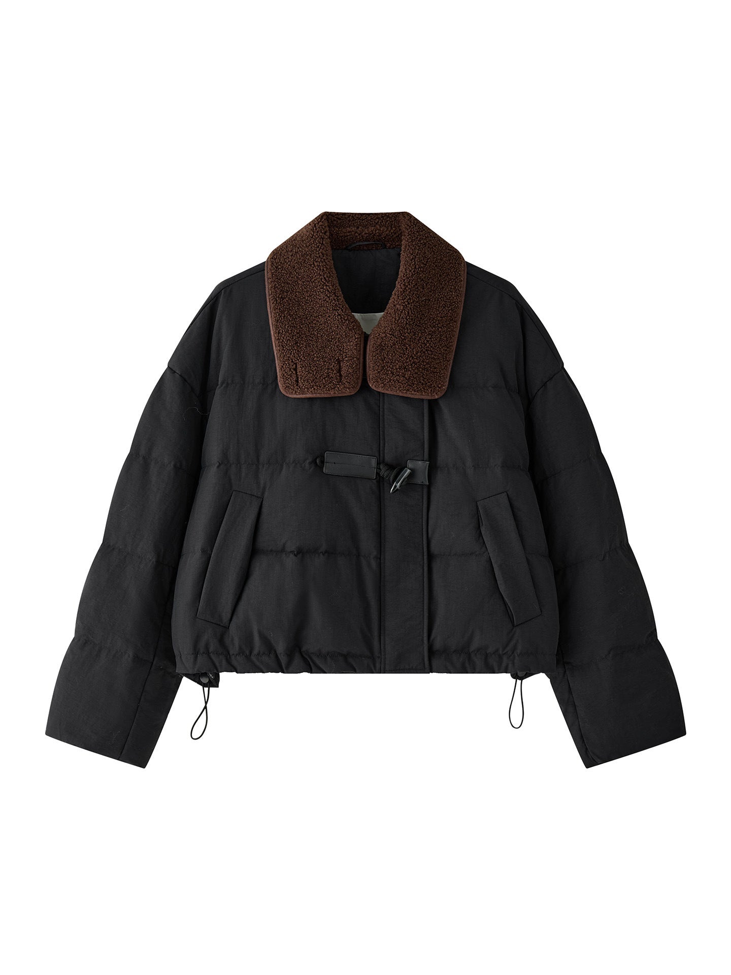 Xuman Winter New Korean Style Design Lamb Fur Collar Horn Button down Jacket Loose Silhouette Short Jacket for Women