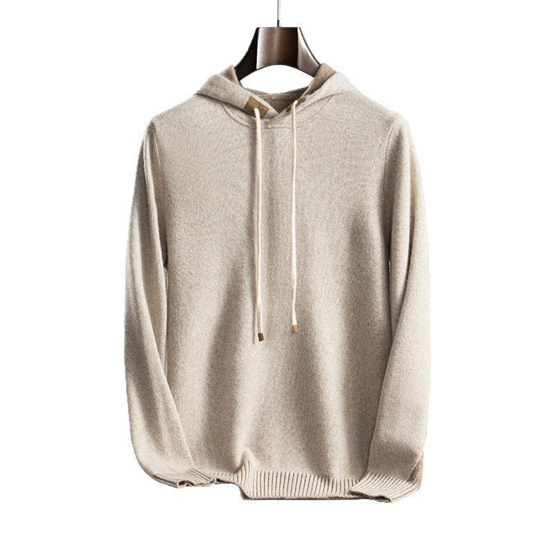 Cashmere Sweater for Men 100% Pure Cashmere Autumn and Winter New Two-Color Thickened Long-Sleeved Knitted Sweater Jacket Hoodie