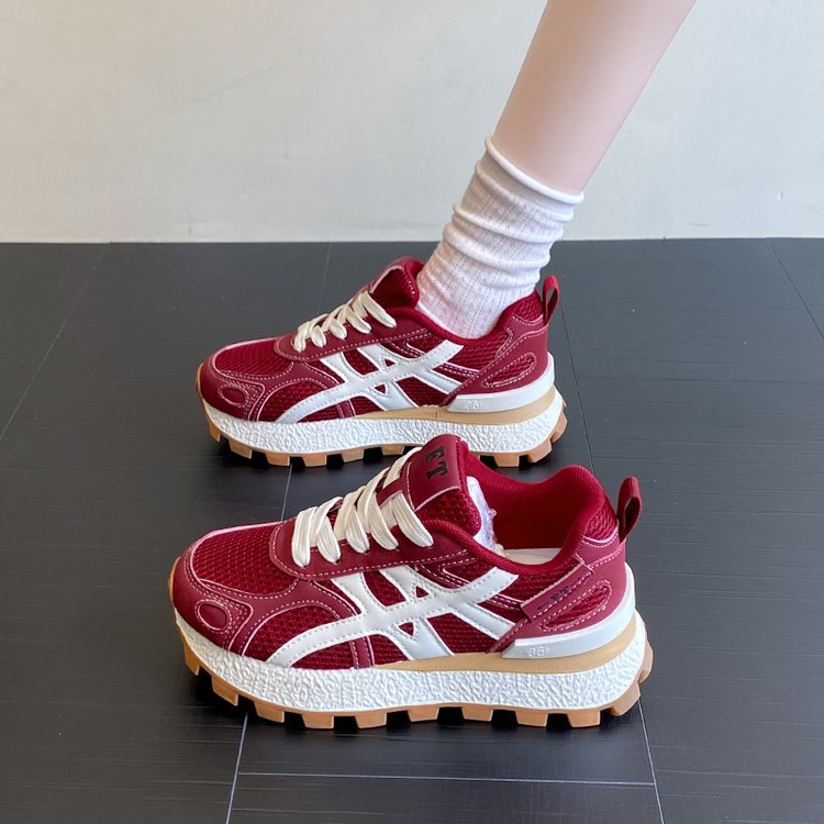 Thick-Soled Height-Increasing Mesh Shoes for Women, Breathable Mesh Surface, 2025 Autumn New Style, Sports Casual Height-Increasing Dad Shoes