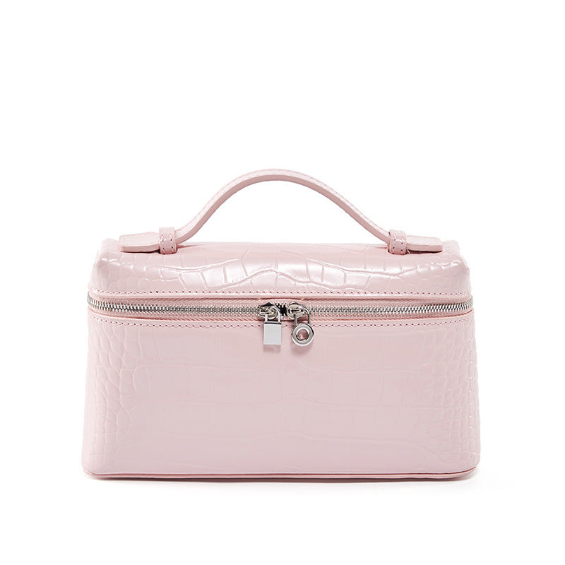 Lp Lunch Box Bag 2025 New First-Layer Cowhide Box Bag High-Quality One-Shoulder Satchel Cross-Body Genuine Leather Women's Bag Cross-Border
