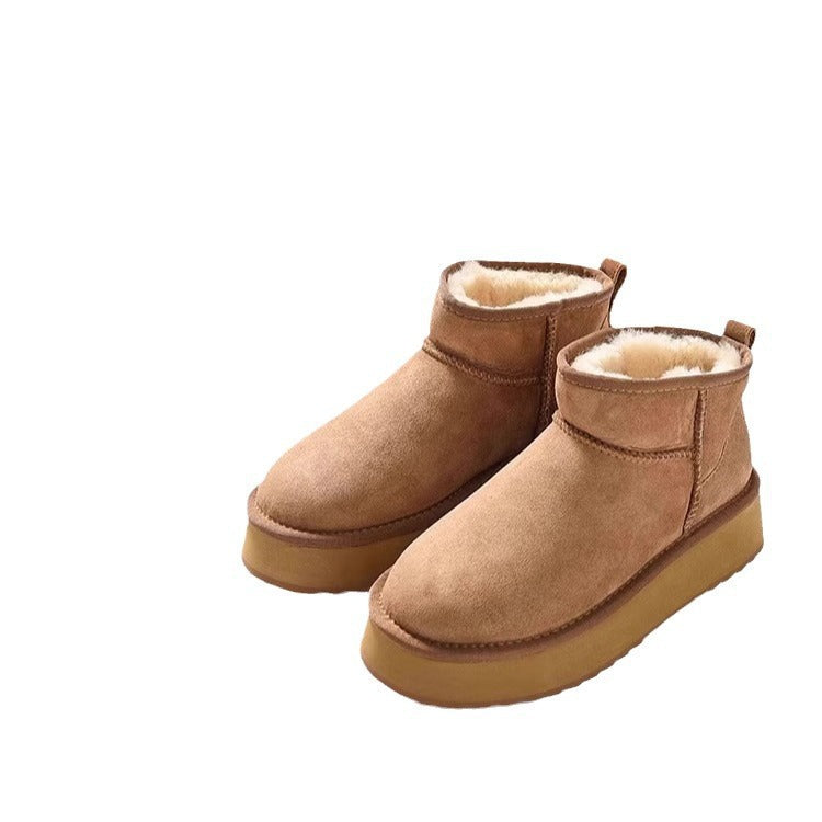 Sangpo Village Genuine Leather Snow Boots 25 New Models Winter Fleece-Lined Thick-Soled Leather and Fur Integrated Outdoor Warm Cotton Shoes for Men and Women