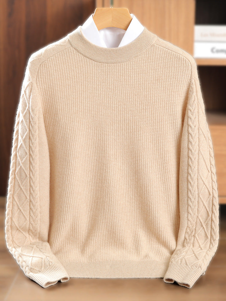 Cashmere Sweater Men's Round Neck 100 Pure Cashmere Knitted Bottoming Wool Sweater 2025 Autumn and Winter New Thickened Sweater