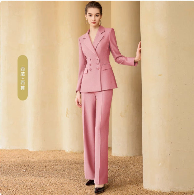 Spring and Autumn New Style Temperament Female President Professional Suit suit Double-breasted High-level Sense Broadcasting Host Dress Work Clothes