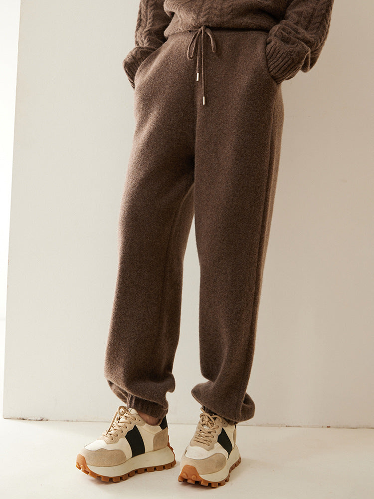 Autumn and Winter New Siping Thickened Cashmere Pants Women's Casual Slim-fit Leggings All-match Knitted Leggings