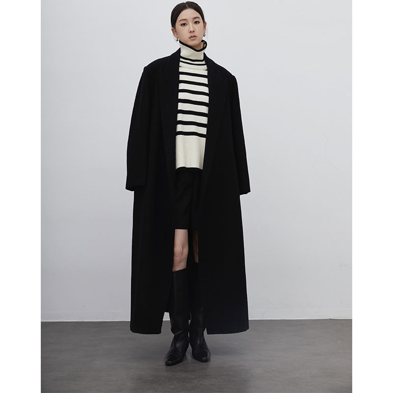 Row Wind Show Wool Coat Women's 24ss Autumn and Winter Wide Version Lengthen Minimal Woolen Coat