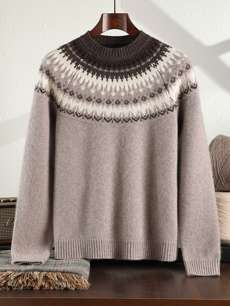 100 Pure Mountain Cashmere Sweater Men's Turtleneck Thick Autumn and Winter Sweater Light Luxury Simple Solid Color All-match Slim-fit Pullover