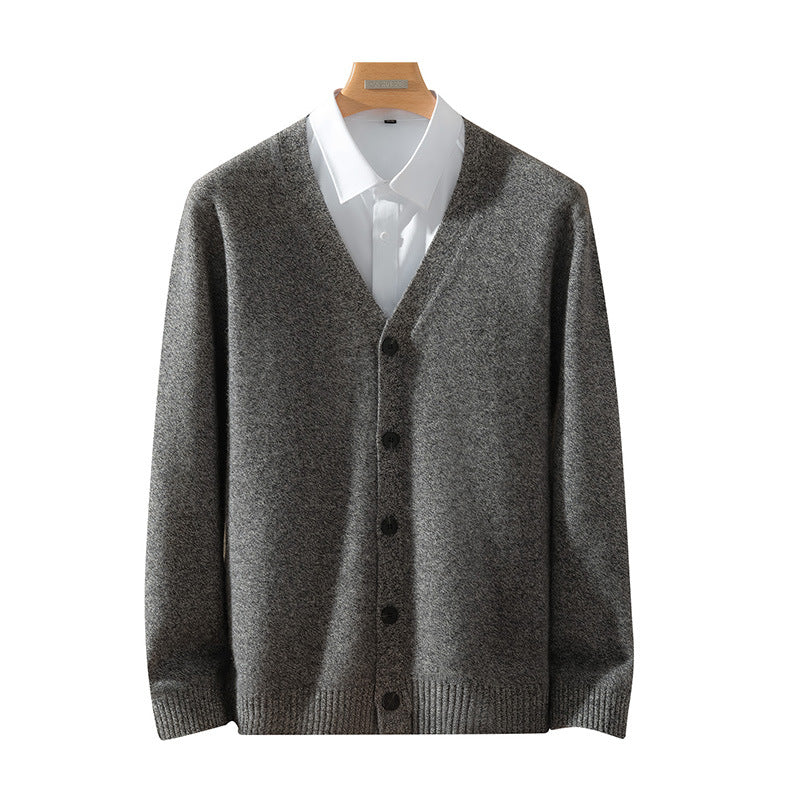 Cashmere Sweater Men's 100% Pure Cashmere Autumn and Winter Casual Loose Easiest for Match Casual V Neck Knitted Warm Cardigan Sweater