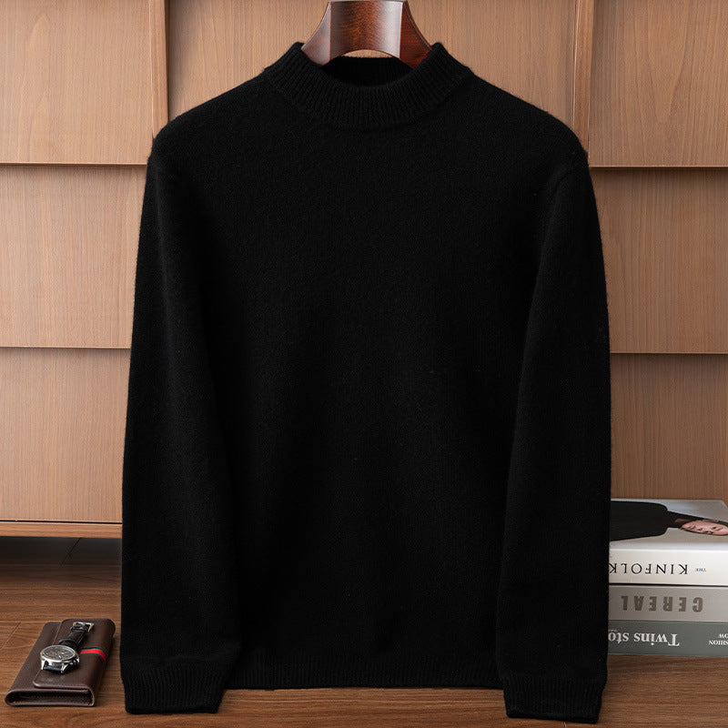 Autumn and Winter Cashmere Casual Versatile Loose Commuting Fashion Simple Half Turtleneck Pullover Knitted Bottoming Wool Sweater
