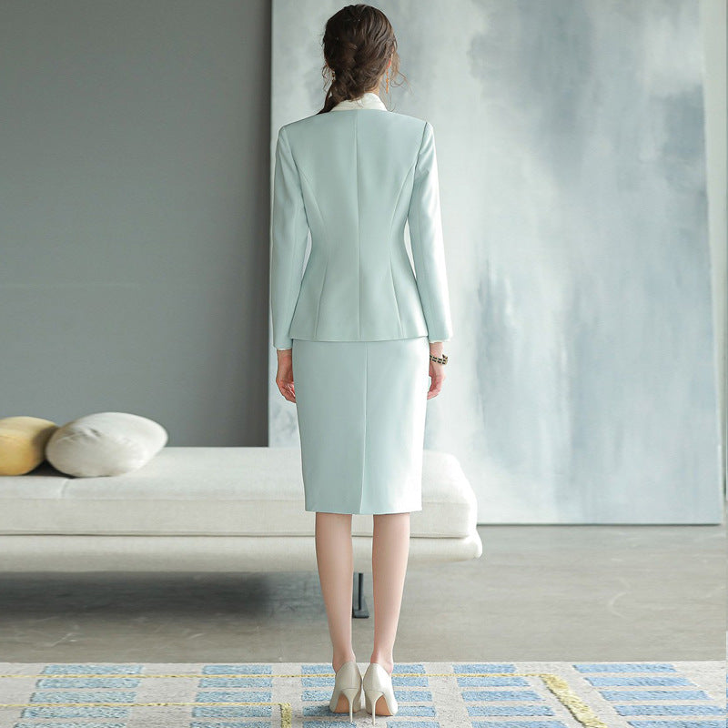 Spring and Autumn New Long-sleeved High-end Business Dress Women's Dress Suit for Host Business Dress Work Clothes Slimming Suit OL