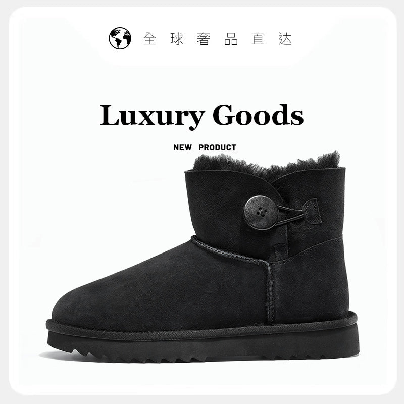 Putian Sangpo Village Snow Boots Thick Bottom Women's Sheepskin One 2024 New Winter fleece-lined Thickened Cotton Shoes and Boots