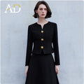 AD High-grade Sense Small V-neck Suit Dress Women's 2025 New Short Jacket Waist Suit Skirt Two-piece Autumn