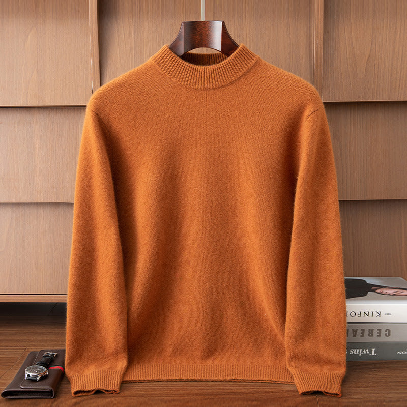 Autumn and Winter Cashmere Casual Versatile Loose Commuting Fashion Simple Half Turtleneck Pullover Knitted Bottoming Wool Sweater