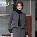 AD Autumn Chanel Style suit Women's Crewneck Short Jacket 2024 New Twill Wool Woolen Two-Piece Set