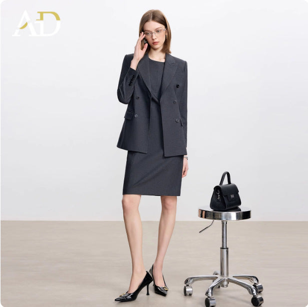 Ad Wool Suit Women's Autum 2025 New Popular High-End Business Wear Two-Piece Khaki Long-Sleeved Suit
