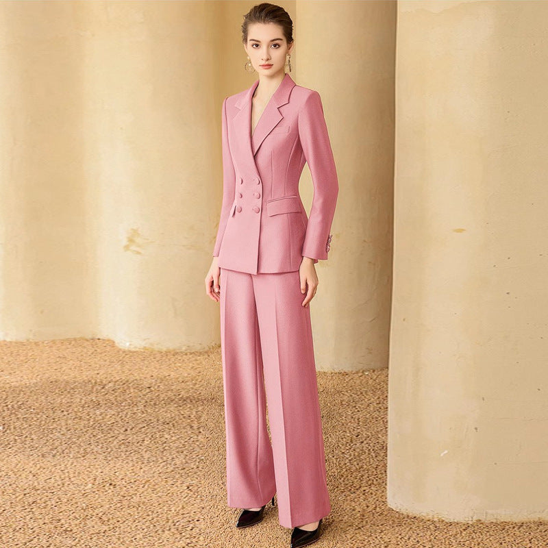 Spring and Autumn New Style Temperament Female President Professional Suit suit Double-breasted High-level Sense Broadcasting Host Dress Work Clothes