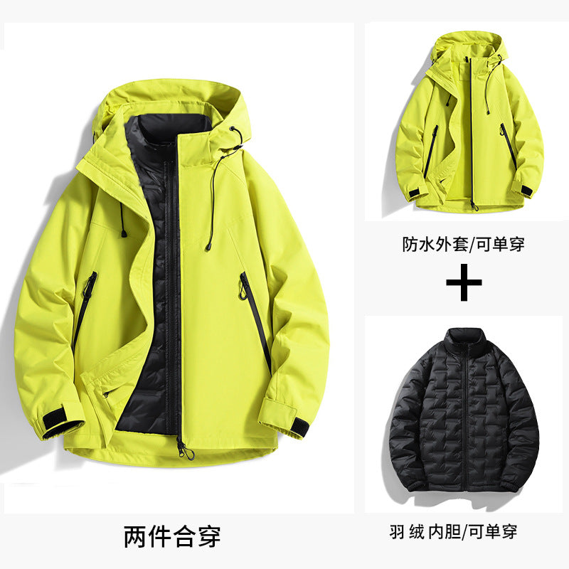 Birdhouse 3-in-1 Windproof and Water-Resistant Mountaineering Jacket for Men and Women, 3-in-1 down Jacket