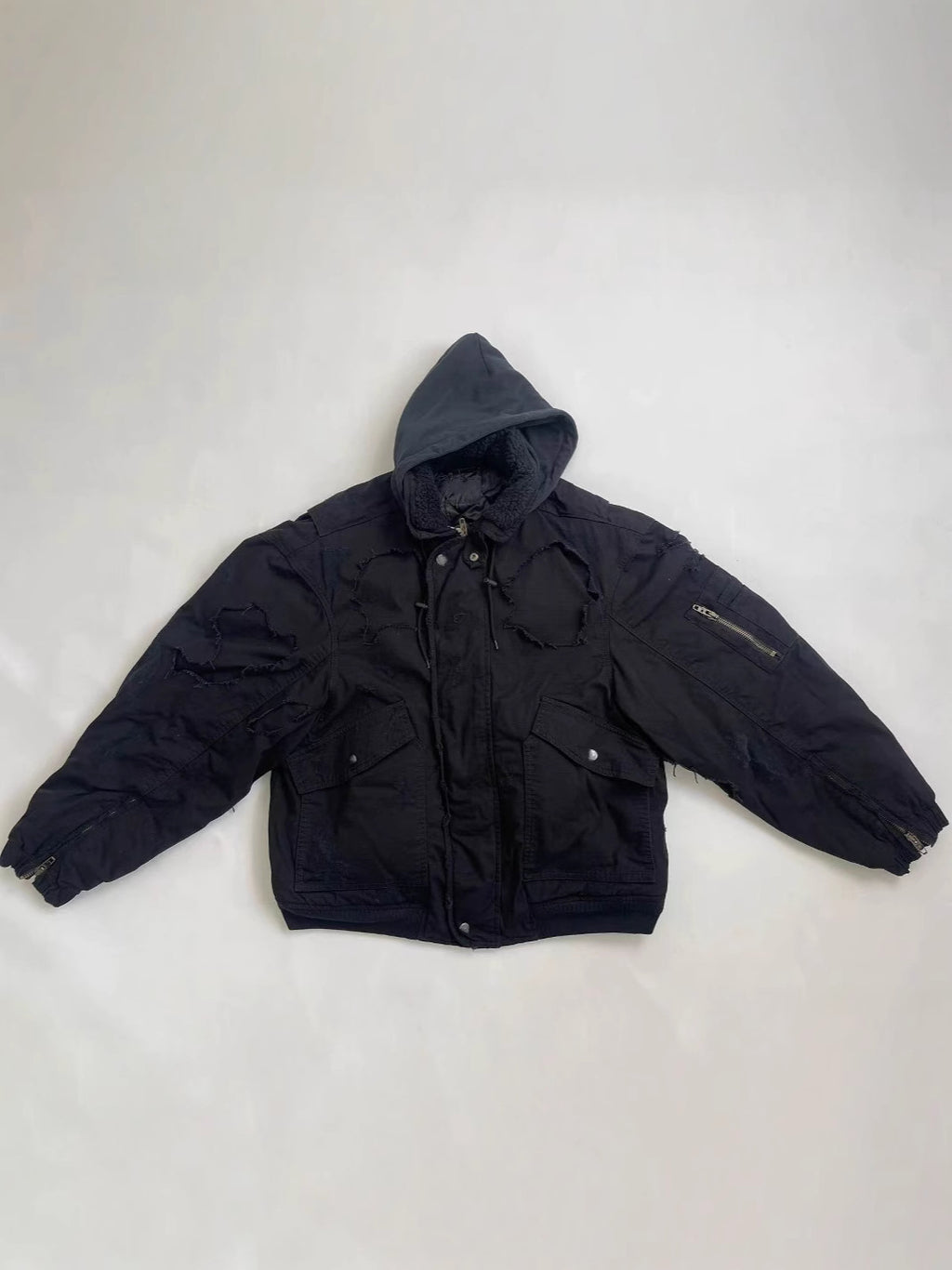 Correct Version Bl 2024 New Distressed Worn-Out Cotton Jacket Loose Fit Unisex Street Style