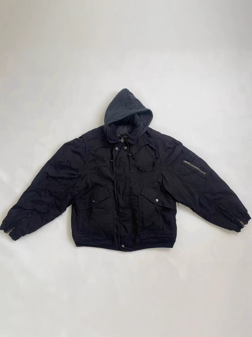Correct Version Bl 2024 New Distressed Worn-Out Cotton Jacket Loose Fit Unisex Street Style