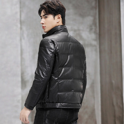 2023 new winter Haining Leather coat men's first layer cowhide down jacket goose down fleece-lined thickened men's coat