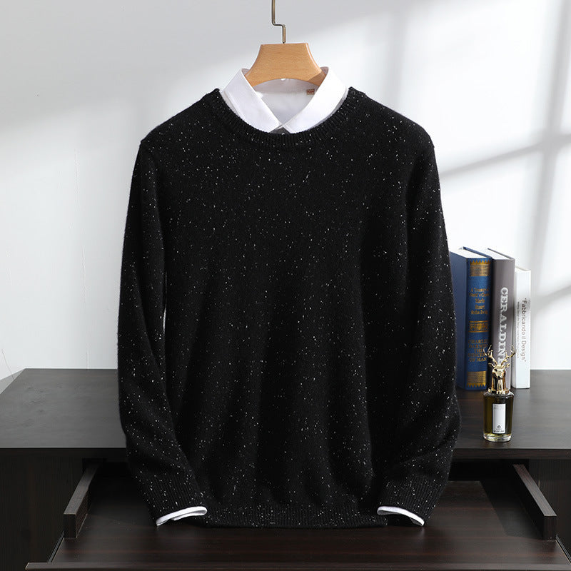 Cashmere sweater men's round neck 100% pure cashmere autumn and winter New kangsaini thickened dot yarn knitted bottoming sweater