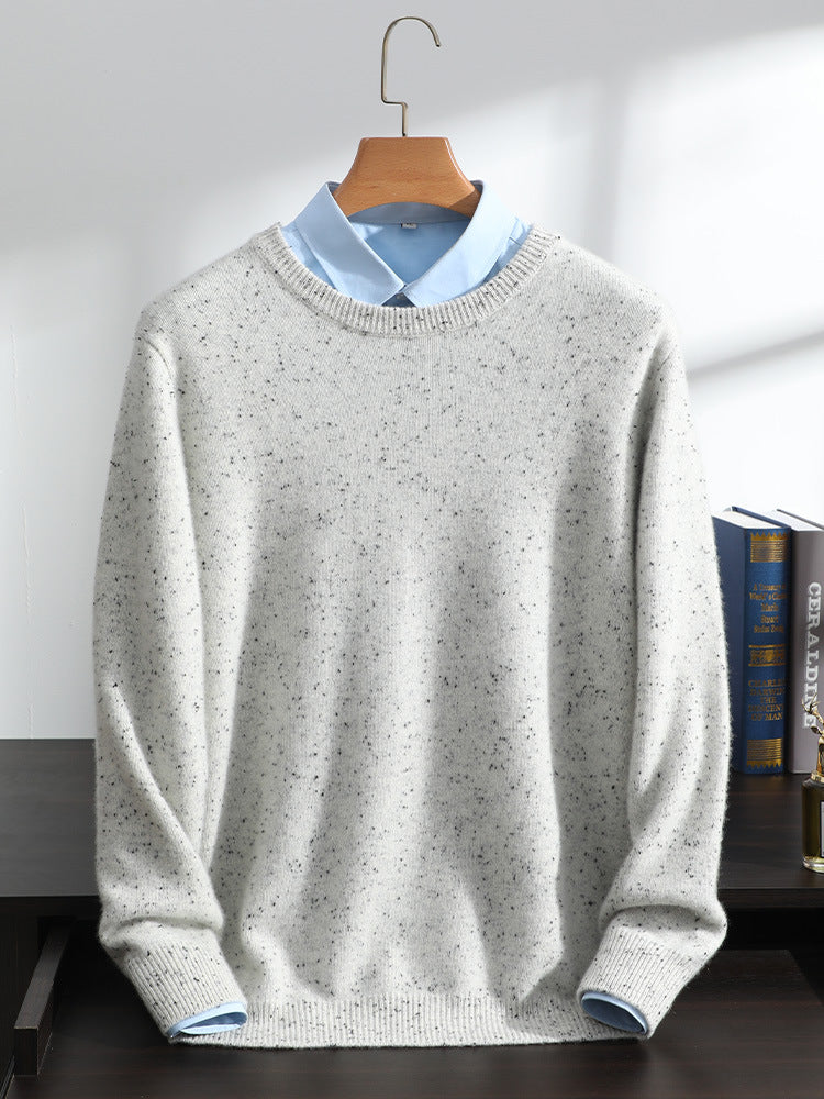 Cashmere sweater men's round neck 100% pure cashmere autumn and winter New kangsaini thickened dot yarn knitted bottoming sweater