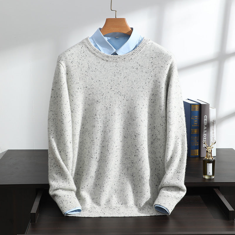 Cashmere sweater men's round neck 100% pure cashmere autumn and winter New kangsaini thickened dot yarn knitted bottoming sweater