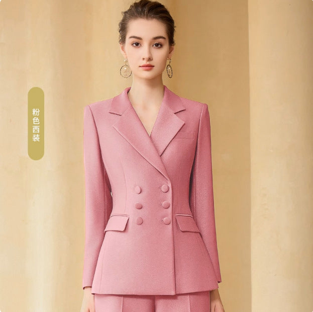 Spring and Autumn New Style Temperament Female President Professional Suit suit Double-breasted High-level Sense Broadcasting Host Dress Work Clothes