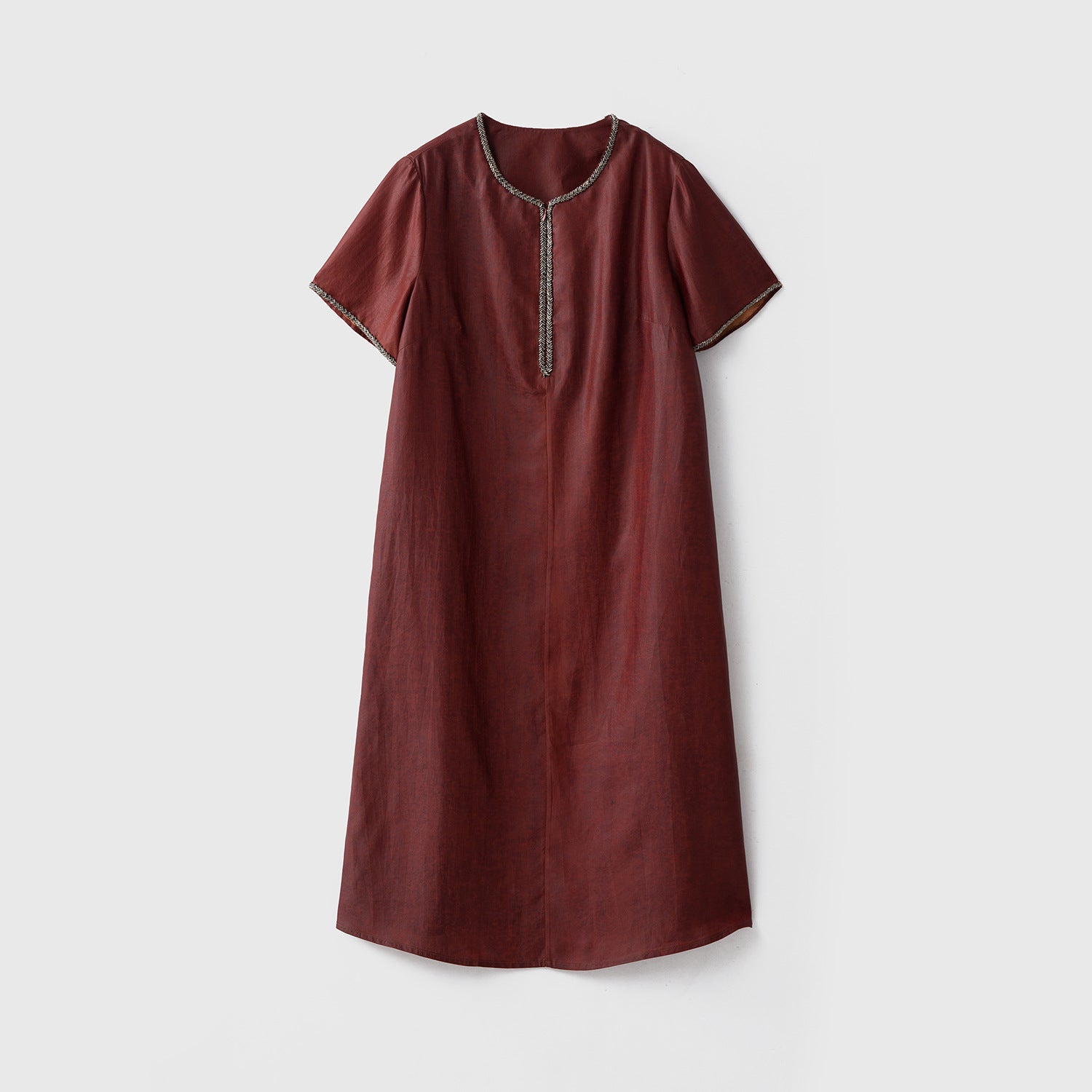 Xiangyun Yarn Tortoise Red Cloud Yarn Beads Silk dress Women's Summer 100% Mulberry Silk Short Sleeve Skirt