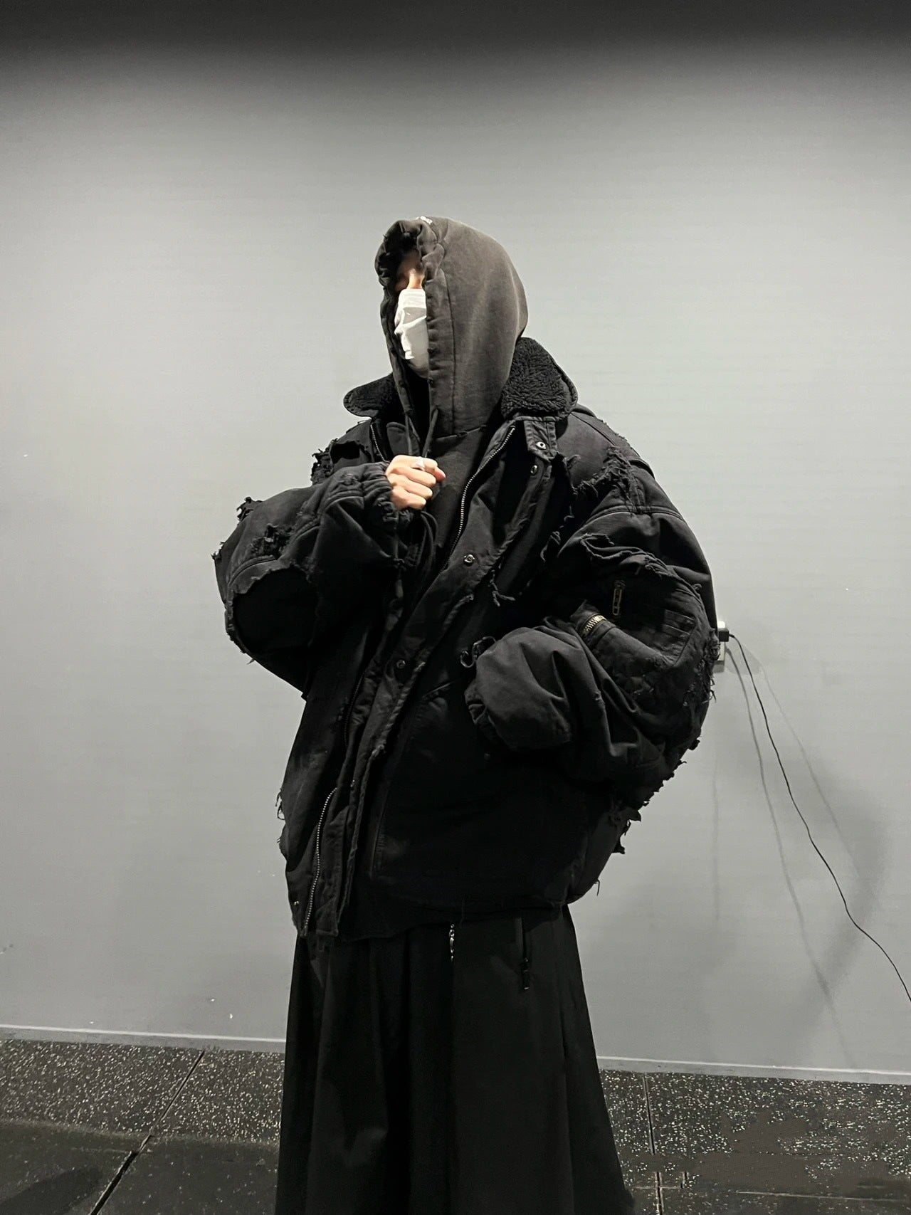 Correct Version Bl 2024 New Distressed Worn-Out Cotton Jacket Loose Fit Unisex Street Style