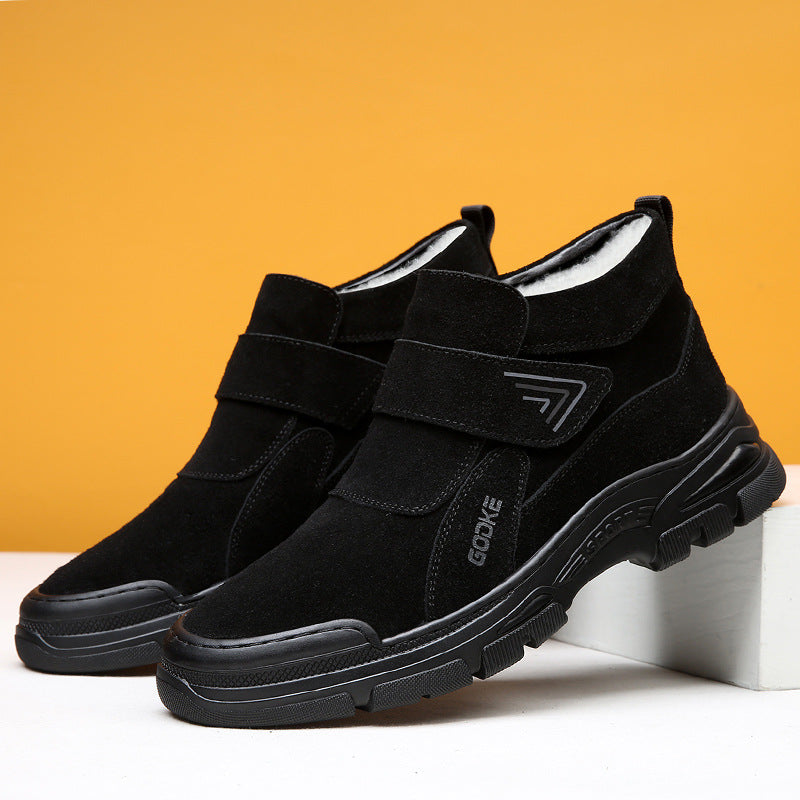 Winter New northeast men's cotton shoes pure wool fleece-lined warm dad shoes waterproof cold-proof non-slip snow boots men's shoes