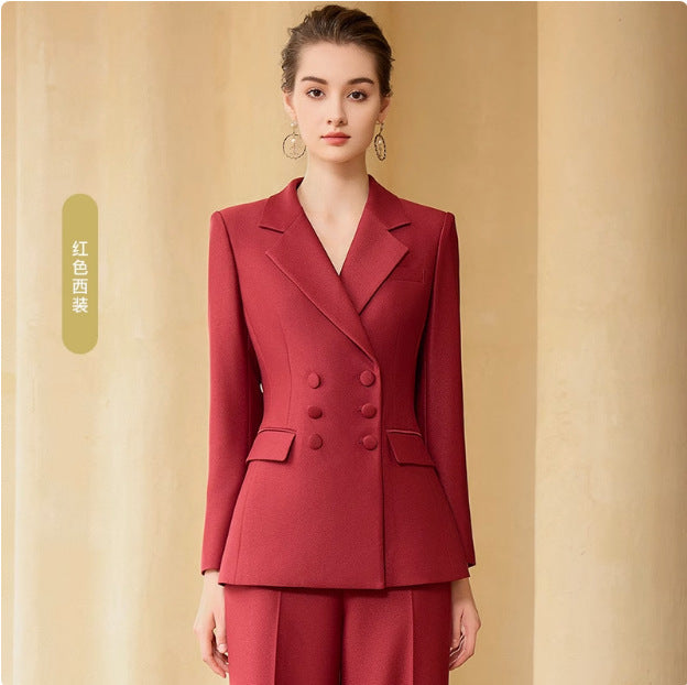 Spring and Autumn New Style Temperament Female President Professional Suit suit Double-breasted High-level Sense Broadcasting Host Dress Work Clothes