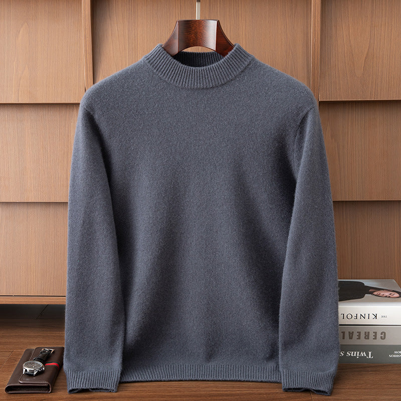 Autumn and Winter Cashmere Casual Versatile Loose Commuting Fashion Simple Half Turtleneck Pullover Knitted Bottoming Wool Sweater