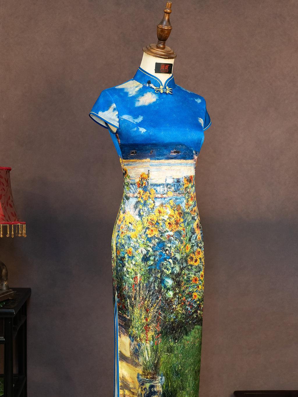 [Custom Pre-Sale] Original Design Silk Printed Fabric Cheongsam with Van Gogh Paintings Chinese Style Cheongsam