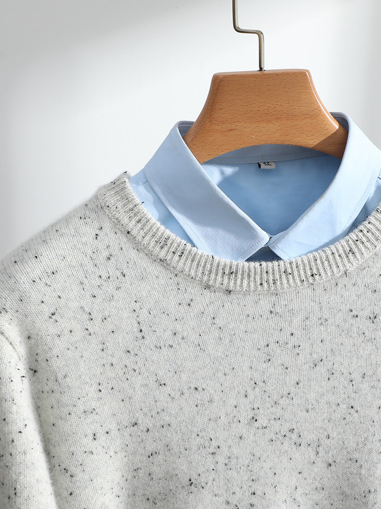 Cashmere sweater men's round neck 100% pure cashmere autumn and winter New kangsaini thickened dot yarn knitted bottoming sweater