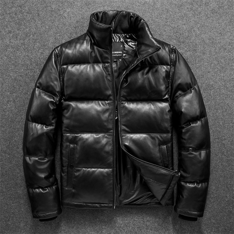 Sheepskin Down Jacket Winter Coat Warm New Thickened Casual Men's Detachable Hat Fur Collar Raccoon Fur
