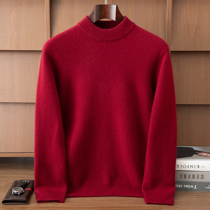 Autumn and Winter Cashmere Casual Versatile Loose Commuting Fashion Simple Half Turtleneck Pullover Knitted Bottoming Wool Sweater