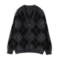 Royal Brushed Diamond Plaid 100 Pure Cashmere Brushed Cardigan V Neck Knitted Jacket Sweater 2025 Autumn and Winter