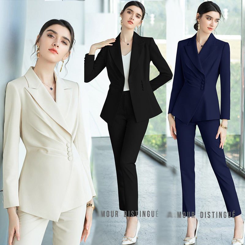 AD Broadcasting Host Art Examination Clothing Female Fashion Celebrity Xiaoxiangfeng Suit Professional Dress Front Desk Work Clothes