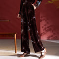 Velvet Wide-Leg Pants for Women Autum 2025 New Tie-Dye Slim Mulberry Silk Straight Pants High Waist Design 1809