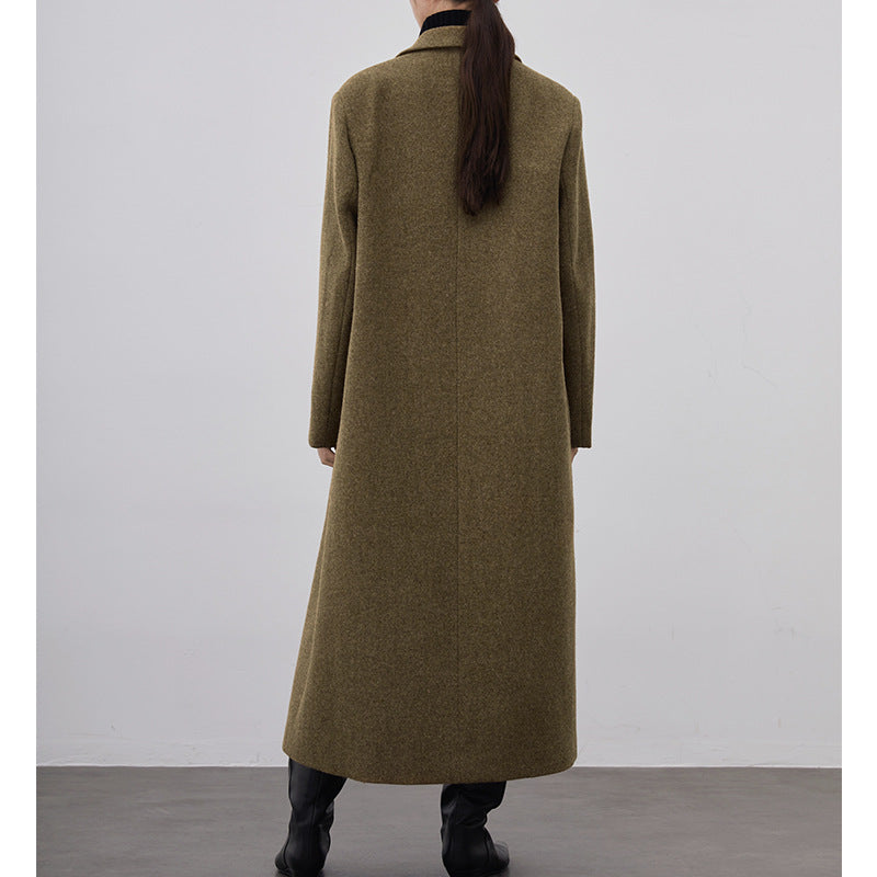 Row Wind Show Wool Coat Women's 24ss Autumn and Winter Wide Version Lengthen Minimal Woolen Coat