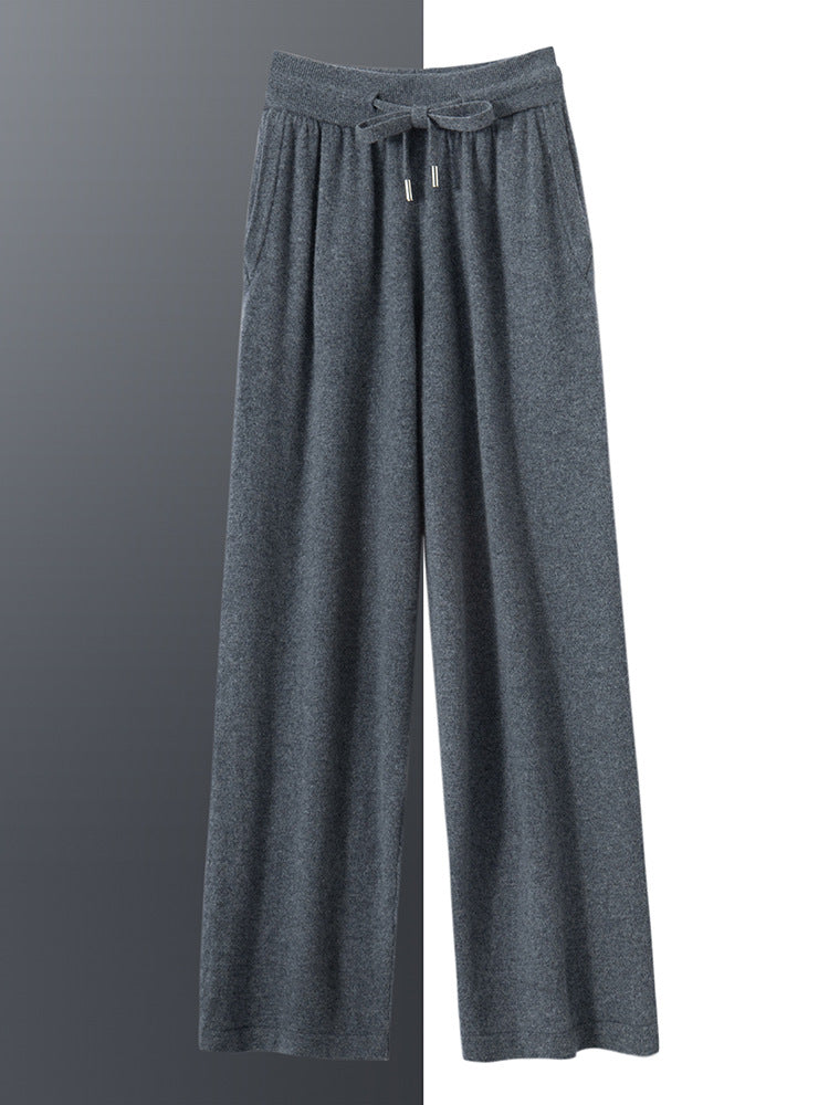 Cashmere sweater casual pants men's 100% pure cashmere autumn and winter New thickened high waist warm outer wear straight pants