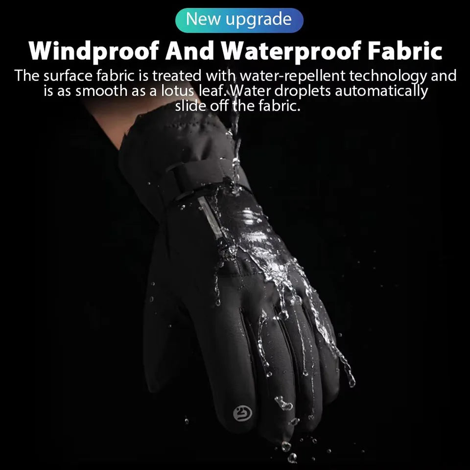 1Pair Ski Gloves Lengthen The Wrist Windproof Warm Thickened Palm Pads Commuting Cycling Waterproof Touch Screen Unisex