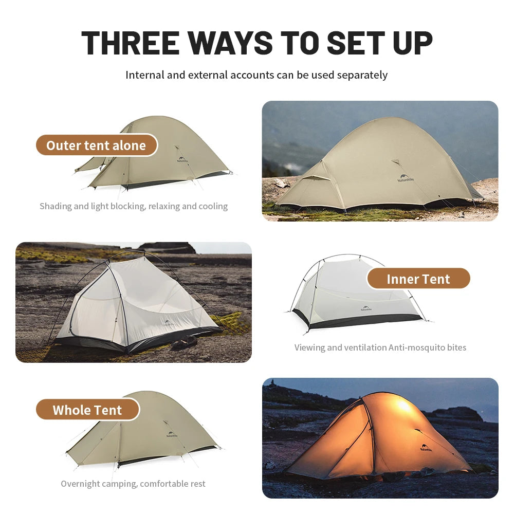 Naturehike Cloud up 2 pro Two Person Hiking Tent Lightweight Outdoor Camping Professional Camping Equipment