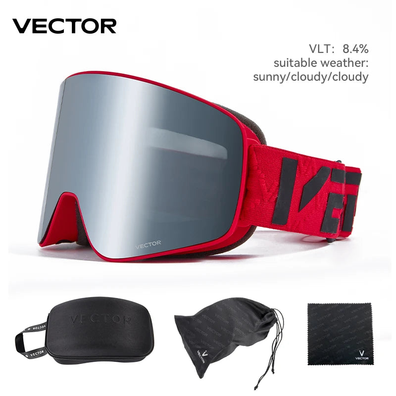 VECTOR Brand Double Layer Anti Fog Magnetic Absorption Cylindrical Ski Goggles UV400 Men Women Ski Glasses Snowboard poc glasses
