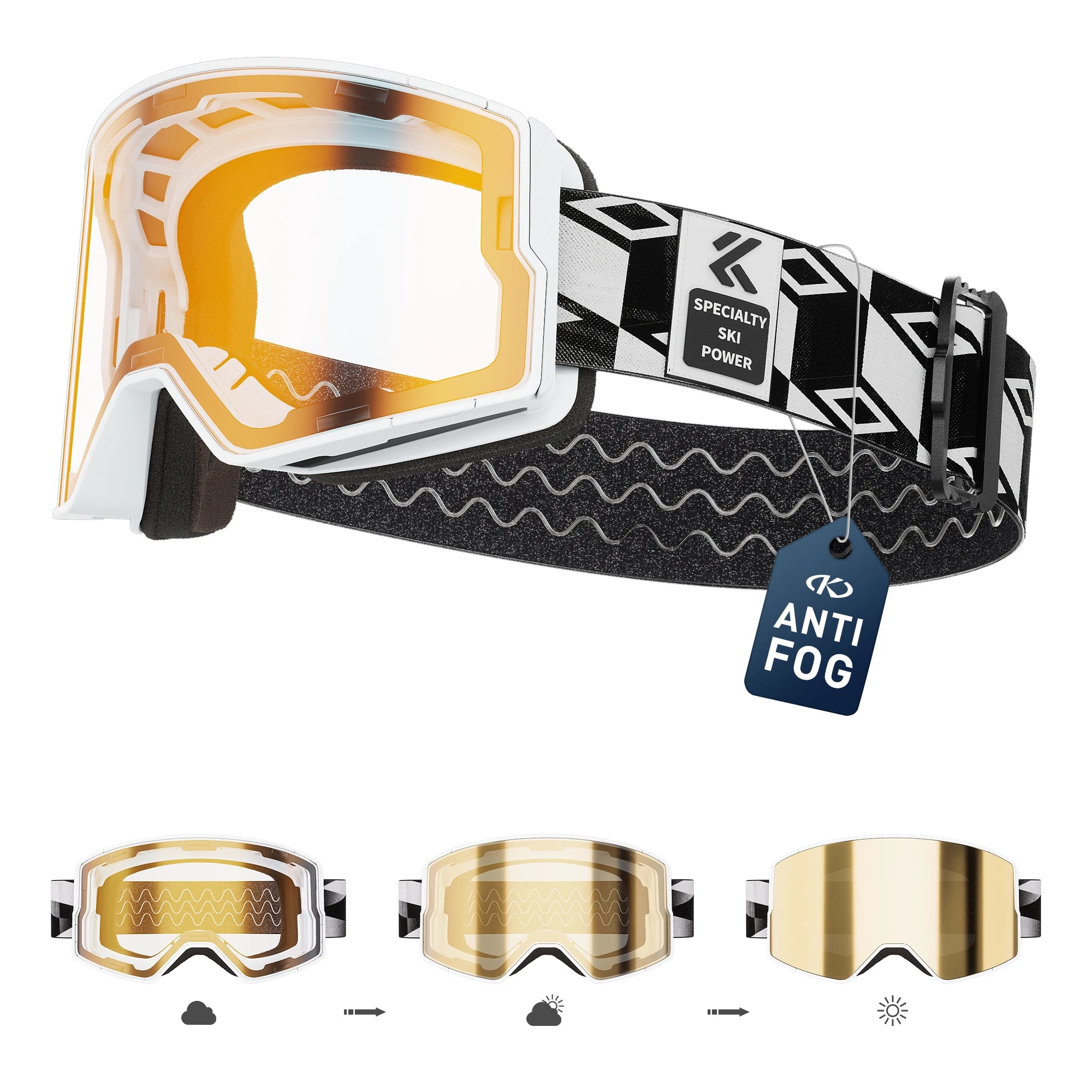 Kapvoe Photochromic Snow Goggles Ski Snowboard Anti-Fog Mask for Men Women Eyewear UV400 Protection Glasses Snowmobile Winter