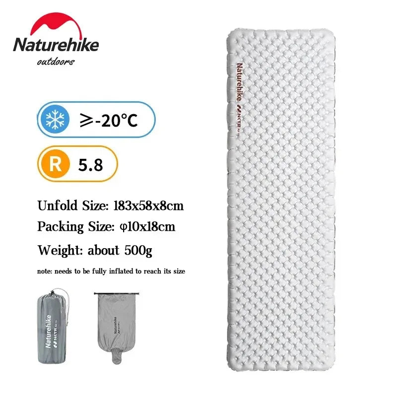 Naturehike Camping Mat 3.2/5.8/8.8 High R Value Ultralight Warm Inflatable Mattress Outdoor Portable Folding Inflatable Mats