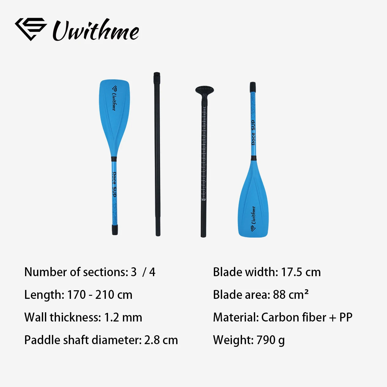 Adjustable 4-Piece Semi Carbon SUP Paddle Convertible Single/Double Blade Carbon Blend Kayak Paddle Board Oar for Surfing Sports