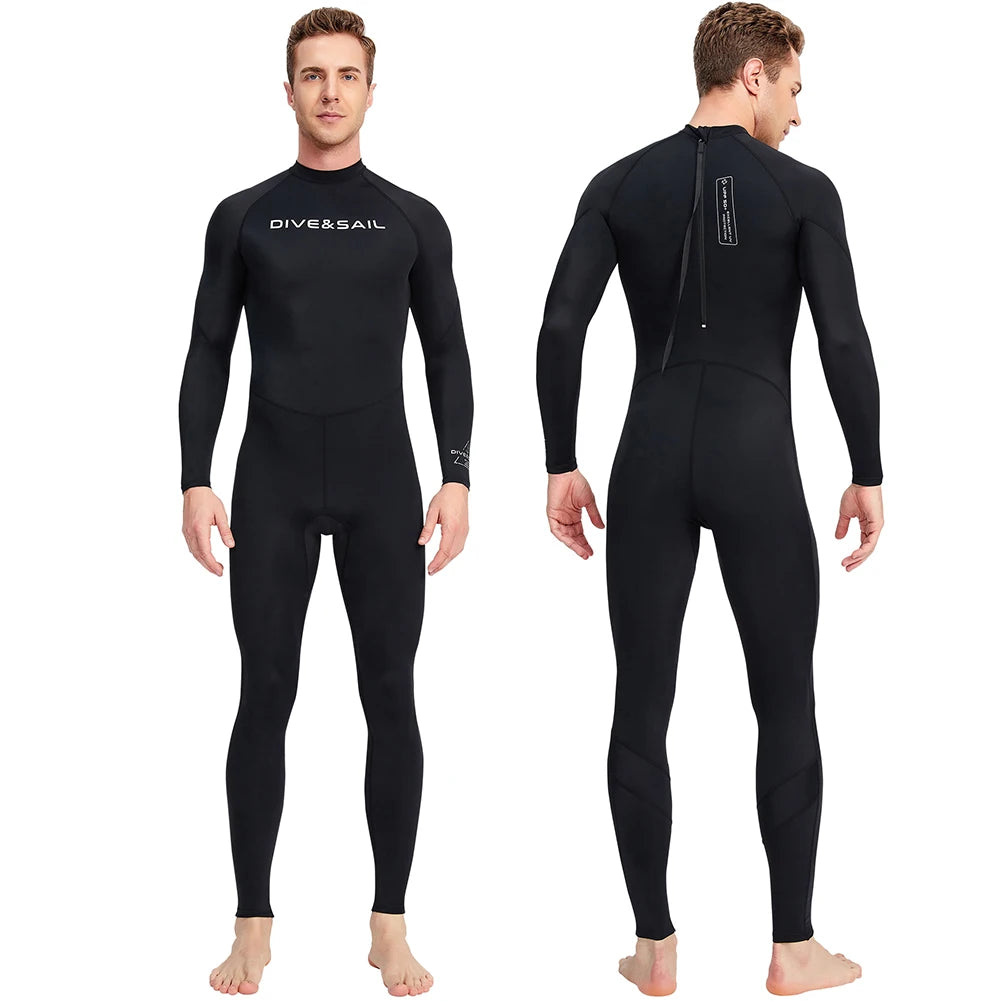 Thin Sunscreen 0.5mm Surf Scuba Diving Suit Wetsuit Long Sleeve Fission Hooded one Pieces For Men Snorkeling Swimsuit